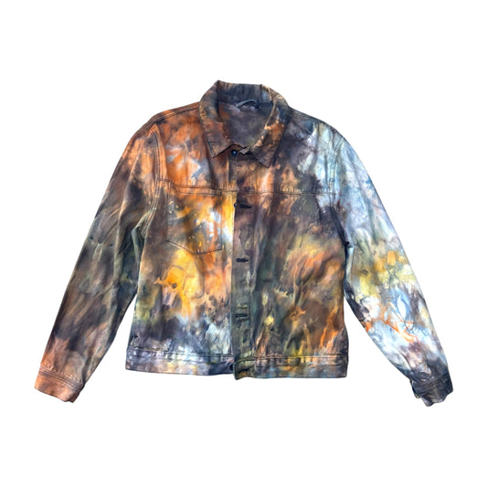 reverse ice dyed oversized denim jacket