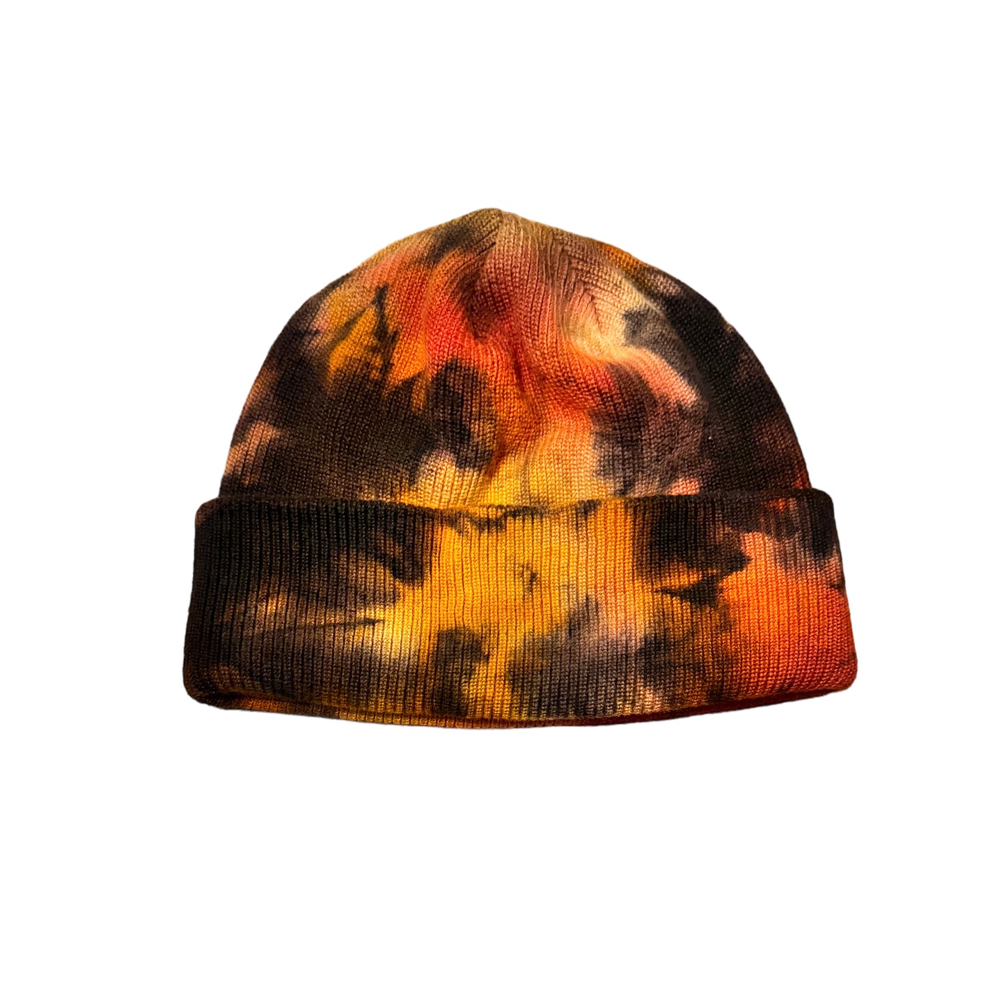 reverse dye + ice dye pattern beanie