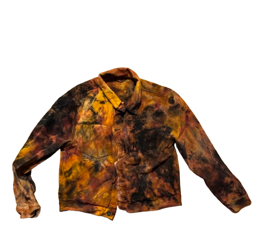 reverse ice dyed denim trucker jacket